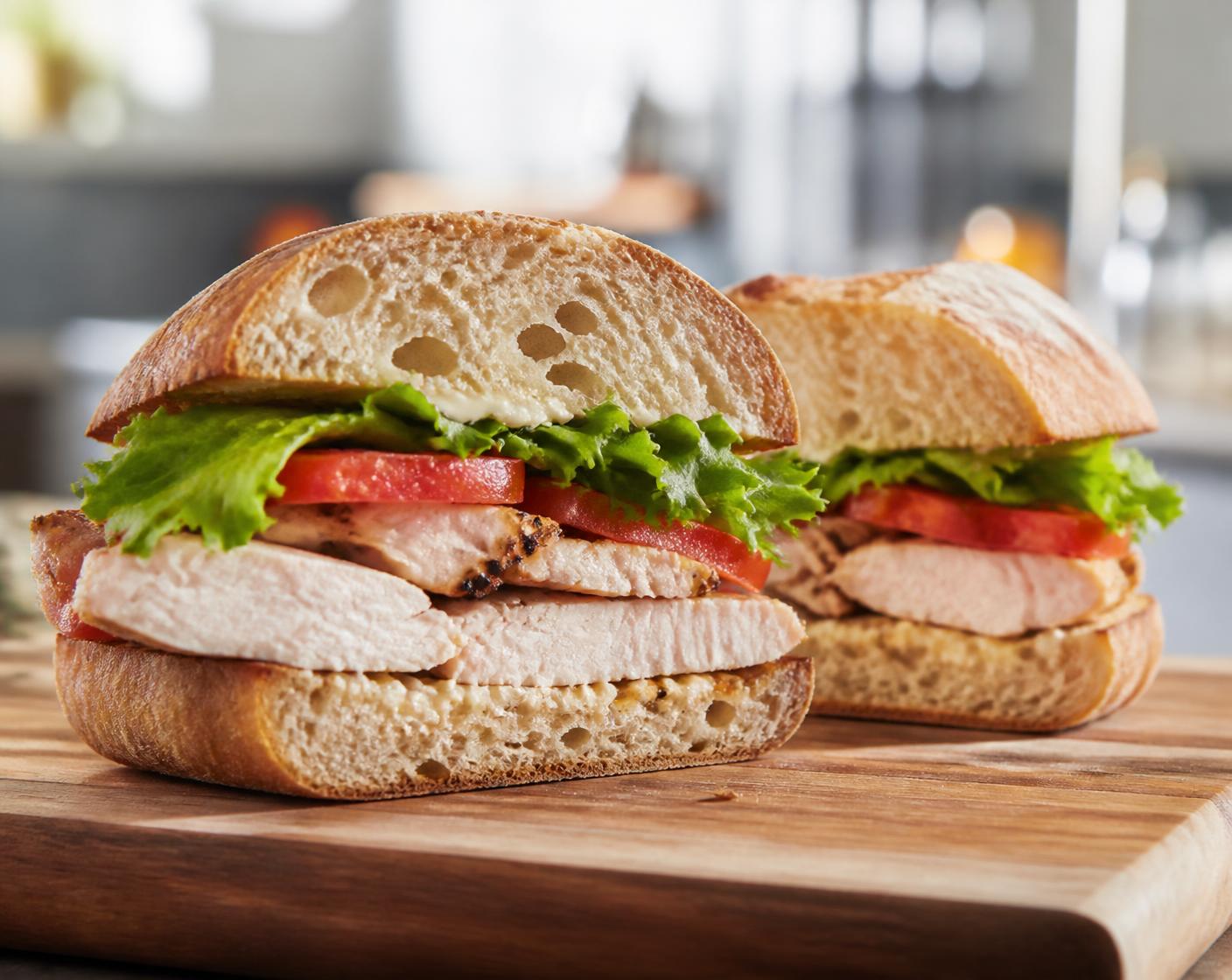 Freshly made deli sandwiches on artisan bread